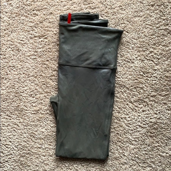 SPANX Pants - SPANX leggings-OLIVE faux leather